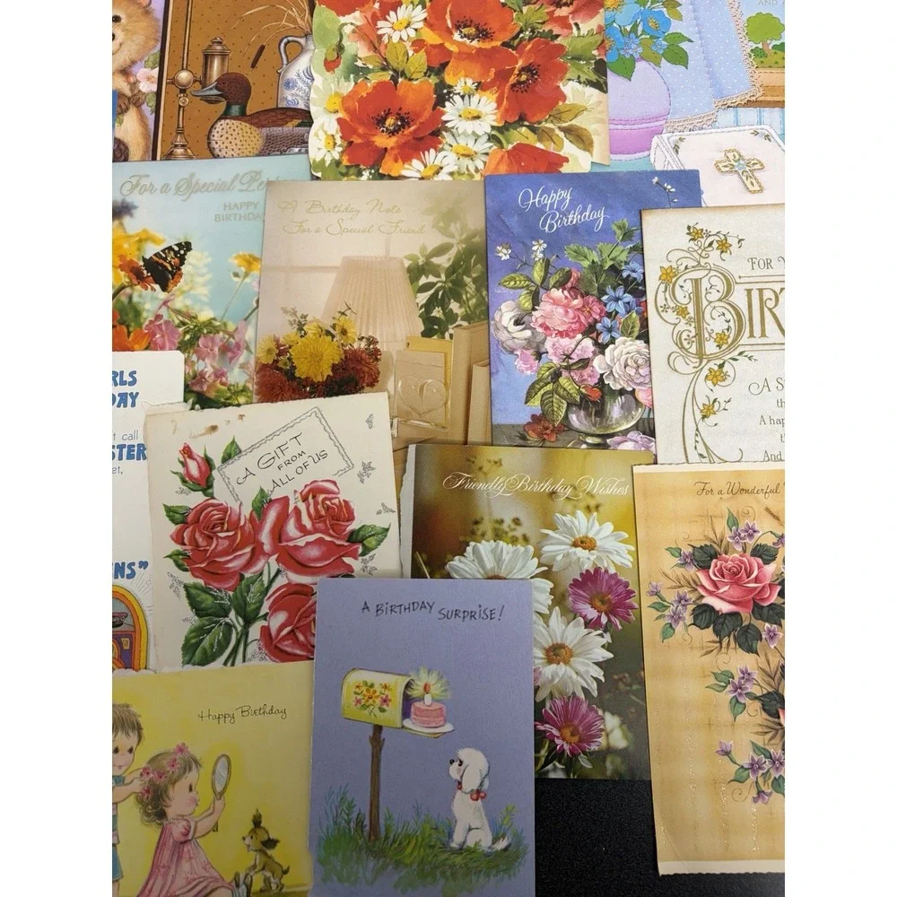 Vintage Birthday Cards Some Fronts ONLY Scrapbooking Crafts Decoupage Lot of 50+